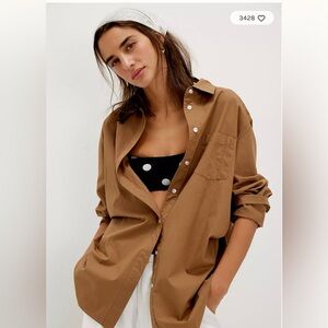 Free People Brown Button Down Shirt